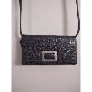 BRIGHTON BLACK LEATHER MULTI-POCKET CROSSBODY PURSE VINTAGE